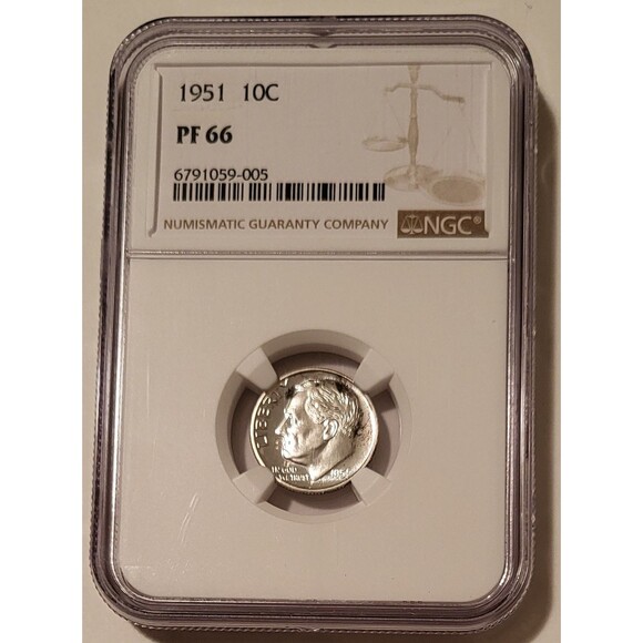 1951 Roosevelt Dime PF66 NGC Toning Low Proof Mintage - Picture 1 of 2